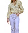 Olivaceous Stella Puff Long Sleeve Button Down Top In Yellow In Neutral