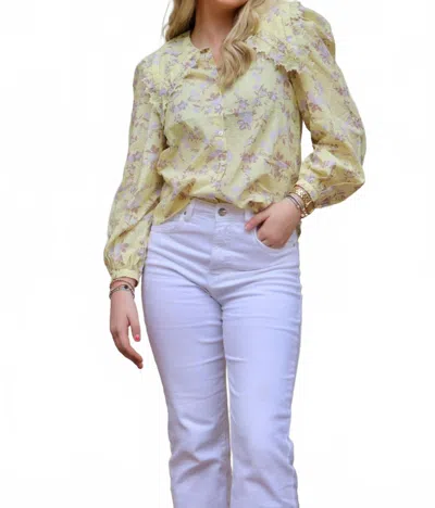 Olivaceous Stella Puff Long Sleeve Button Down Top In Yellow In Neutral