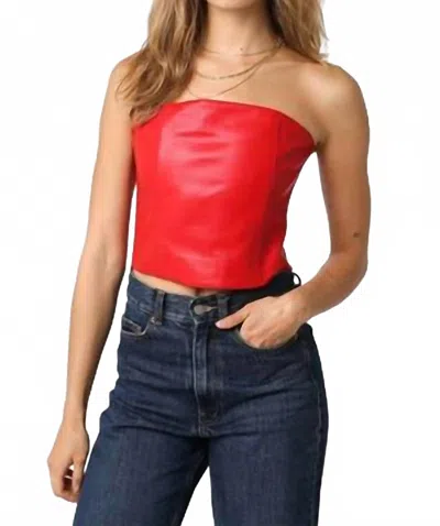 Olivaceous Strapless Corset Top In Red