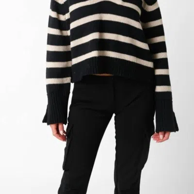 Olivaceous Striped Sweater In Black