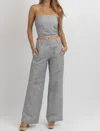 Olivaceous Strut Pinstripe Set In Grey In Grey