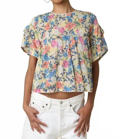 Olivaceous Summer Floral Top In Yellow In Multi