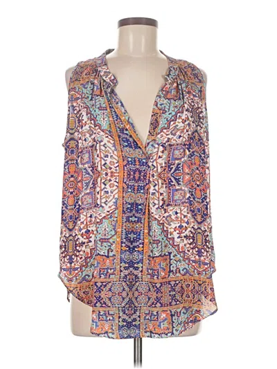 Pre-owned Olivaceous Tank Top Blue Plunge Neckline Tops