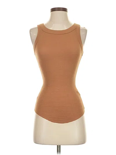Pre-owned Olivaceous Tank Top Brown Halter Neckline Tops