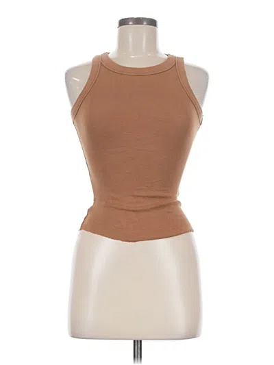Pre-owned Olivaceous Tank Top Brown Halter Neckline Tops