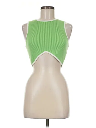 Pre-owned Olivaceous Tank Top Green Halter Neckline Tops