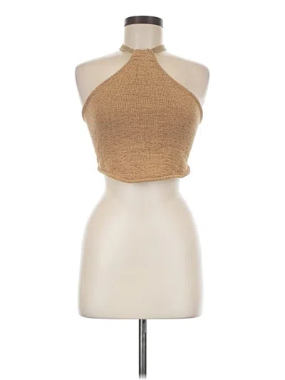 Pre-owned Olivaceous Tank Top Tan Halter Neckline Tops
