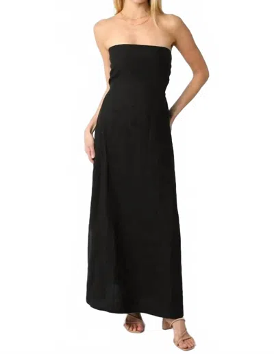 Olivaceous The Lila Linen Maxi Dress In Black