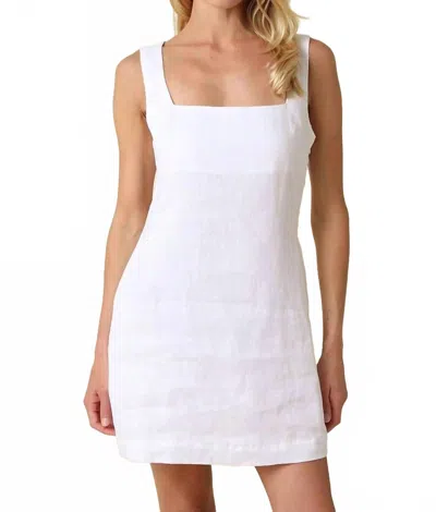Olivaceous The Sadie Linen Mini Dress In White