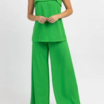 Olivaceous Tiki Tank + Trouser Set In Green