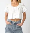 Olivaceous Toni Eyelet Floral Top In White In White