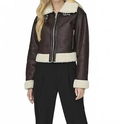 Olivaceous Topsfield Fur Contrast Jacket In Mole In Brown