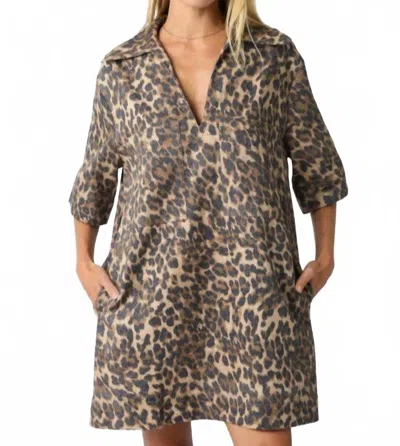 Olivaceous Turning Back Time Leopard Mini Dress In Brown In Gray