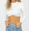 Olivaceous Underbust Longsleeve Crop In Snow White In White