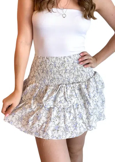 Olivaceous Vada Mini Skirt In White/blue In Grey