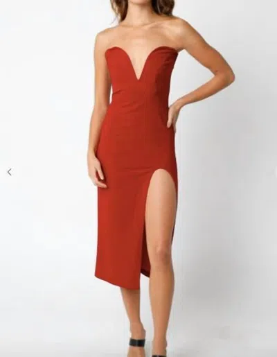 Olivaceous Valerie Midi Dress In Dark Red