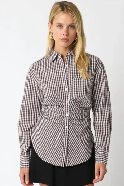 Olivaceous Vanessa Gingham Shirt In Brown In Multi