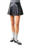 Olivaceous Vegan Leather A-line Mini Skirt In Black In Black