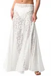 Olivaceous Viola Sheer Lace Maxi Skirt In White In White