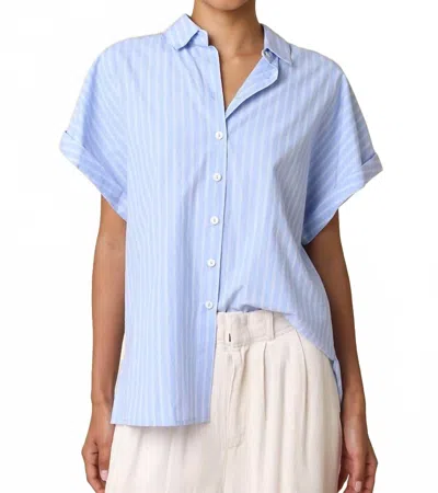 Olivaceous Virgil Stripe Short Sleeve Shirt In Sky Blue