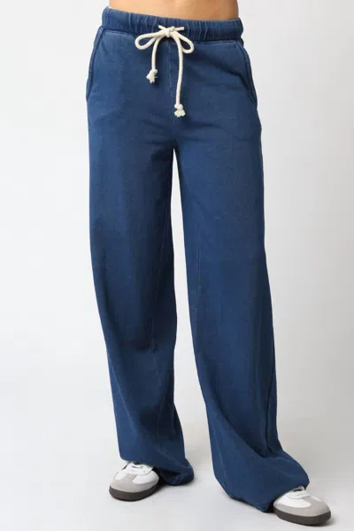 Olivaceous Wide Leg Sweatpants In Blue