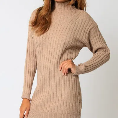 OLIVACEOUS WIDE RIBBED SWEATER DRESS