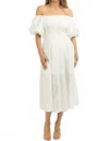 Olivaceous Wilson Eyelet Midi Dress In White In White