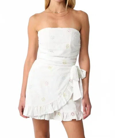 Olivaceous Women's Eyelet Strapless Romper In White