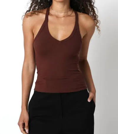 Olivaceous Women's Fitted V Neck Racerback Ribbed Spaghetti Strap Tank Top In Brown
