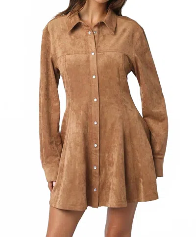 Olivaceous Women's Kira Suede Button Down Dress In Brown