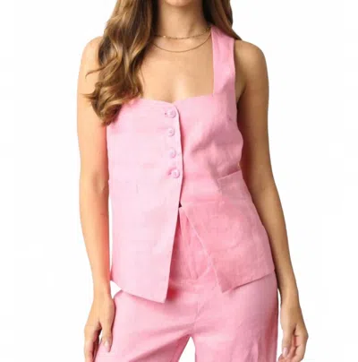 Olivaceous Women's Linen Blair Top In Pink