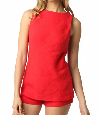 Olivaceous Women's Margot Linen Top In Red In Animal Print