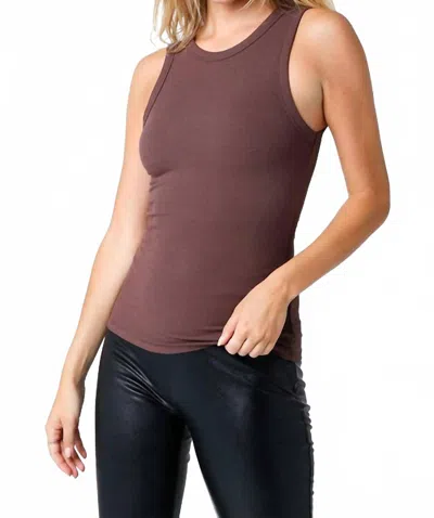 Olivaceous Women's Ribbed Back Peep Show Muscle Tank Top In Brown