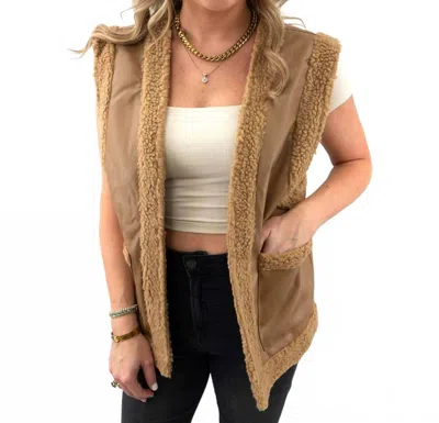 Olivaceous Women's Sherpa And Faux Leather Vest In Brown