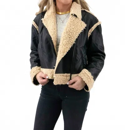 Olivaceous Women's Sherpa And Faux Suede Jacket In Black