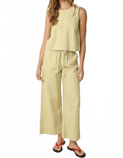 Olivaceous Women's Sleeveless Tank And Wide-leg Pants Lounge Set In Yellow In Multi