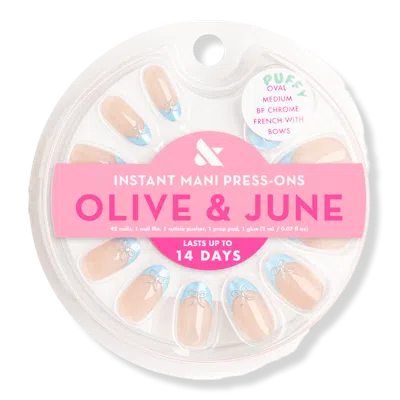 Olive & June Instant Mani Press-on Nails Chrome French Bows