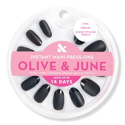 Olive & June Instant Mani Press-on Nails Glossy Tip Black French