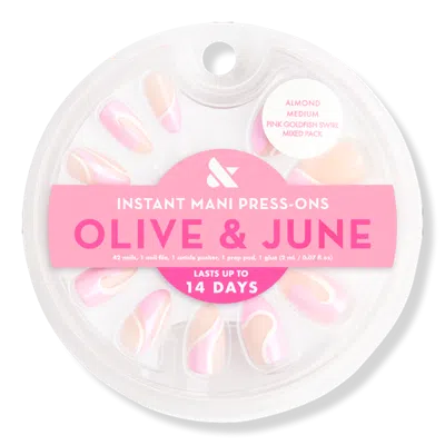 Olive & June Instant Mani Press-on Nails Pink Goldfish Swirl Mixed