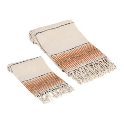 Olive And Linen Olive & Linen Amber Linen Turkish Towel Set In Brown