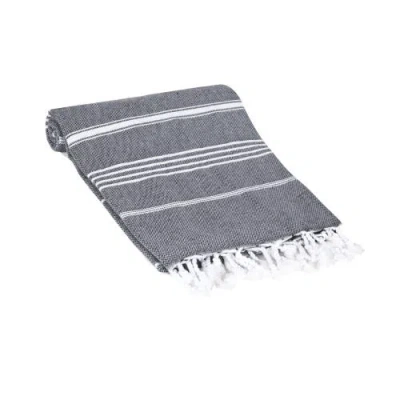 Olive And Linen Olive & Linen Bodrum Turkish Towel In Black