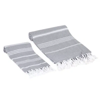 Olive And Linen Olive & Linen Bodrum Turkish Towel Set In Gray