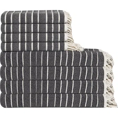 Olive And Linen Olive & Linen Cloud Soft Turkish Towel Bundle In Black