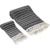 Olive And Linen Olive & Linen Cloud Soft Turkish Towel Set In Black