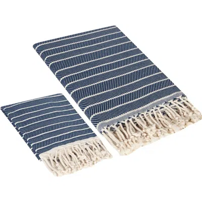 Olive And Linen Olive & Linen Cloud Soft Turkish Towel Set In Blue