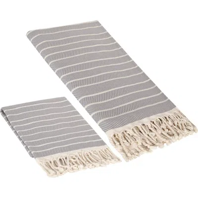 Olive And Linen Olive & Linen Cloud Soft Turkish Towel Set In Gray