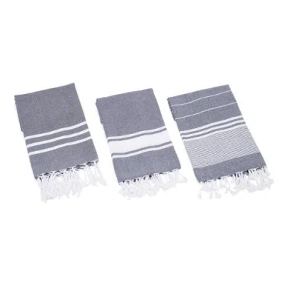 Olive And Linen Olive & Linen Essential Turkish Hand / Kitchen Towel Set Of 3 In Blue