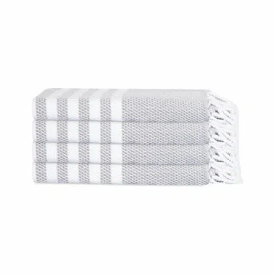 Olive And Linen Olive & Linen Eversoft Turkish Hand / Kitchen Towel Bundle In Gray