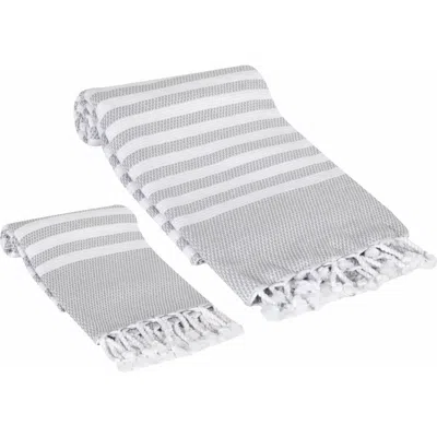Olive And Linen Olive & Linen Eversoft Turkish Towel Set In Gray