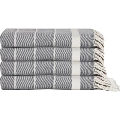 Olive And Linen Olive & Linen Lena Turkish Hand / Kitchen Towel Bundle In Gray
